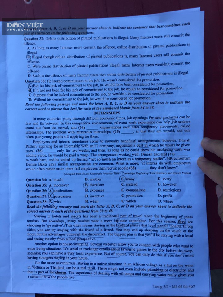 Đề thi Tiếng Anh tốt nghiệp THPT Quốc gia 2020 – Mã đề 407 - Ảnh 3.