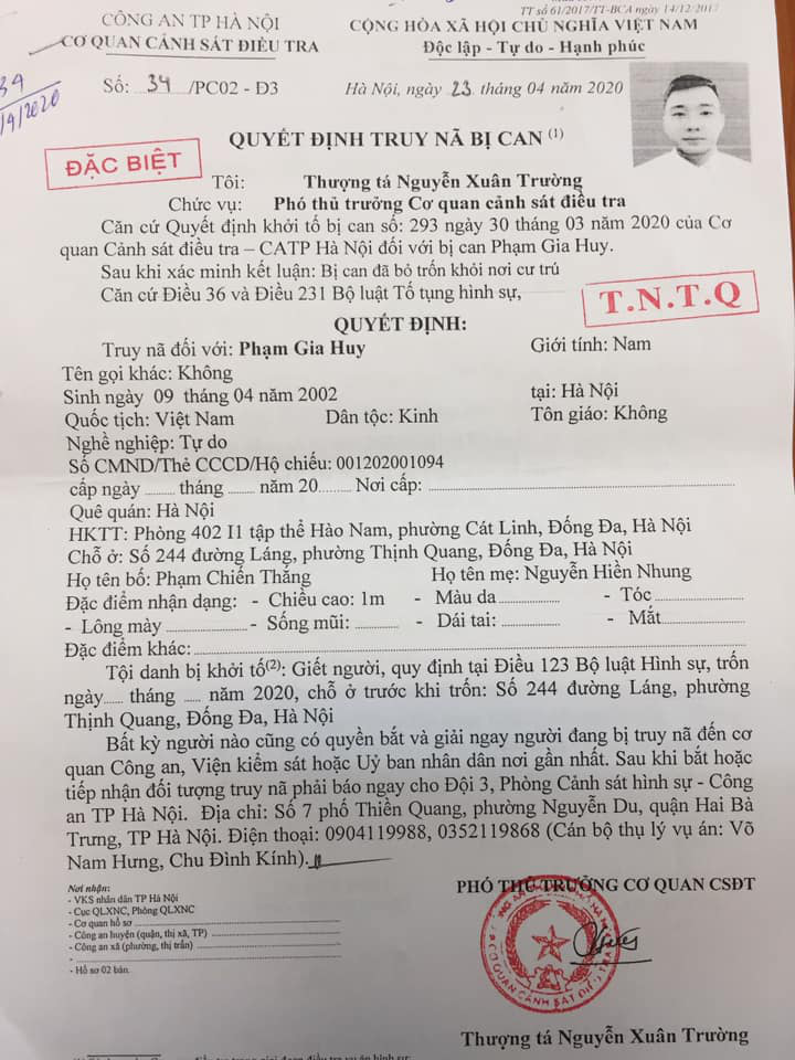 Gã trai 18 tuổi ở Hà Nội đầu thú vì giết người - Ảnh 1.