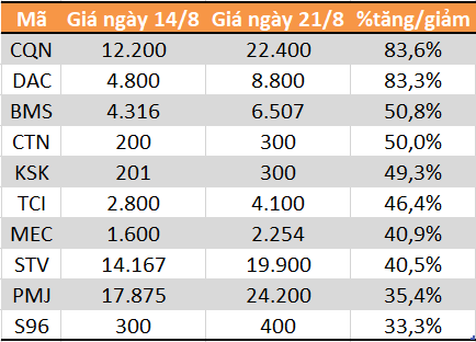 Top 10 cổ phiếu tăng/giảm mạnh nhất tuần: Nhóm vốn hóa vừa và nhỏ hút dòng tiền - Ảnh 3.