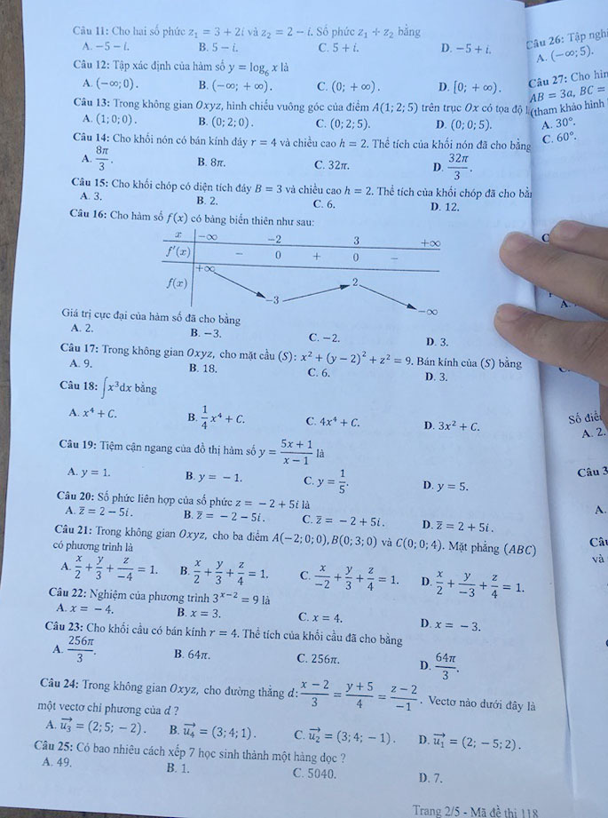 Đáp án đề thi Toán THPT Quốc gia 2020 chi tiết nhất - mã đề 118 - Ảnh 2.