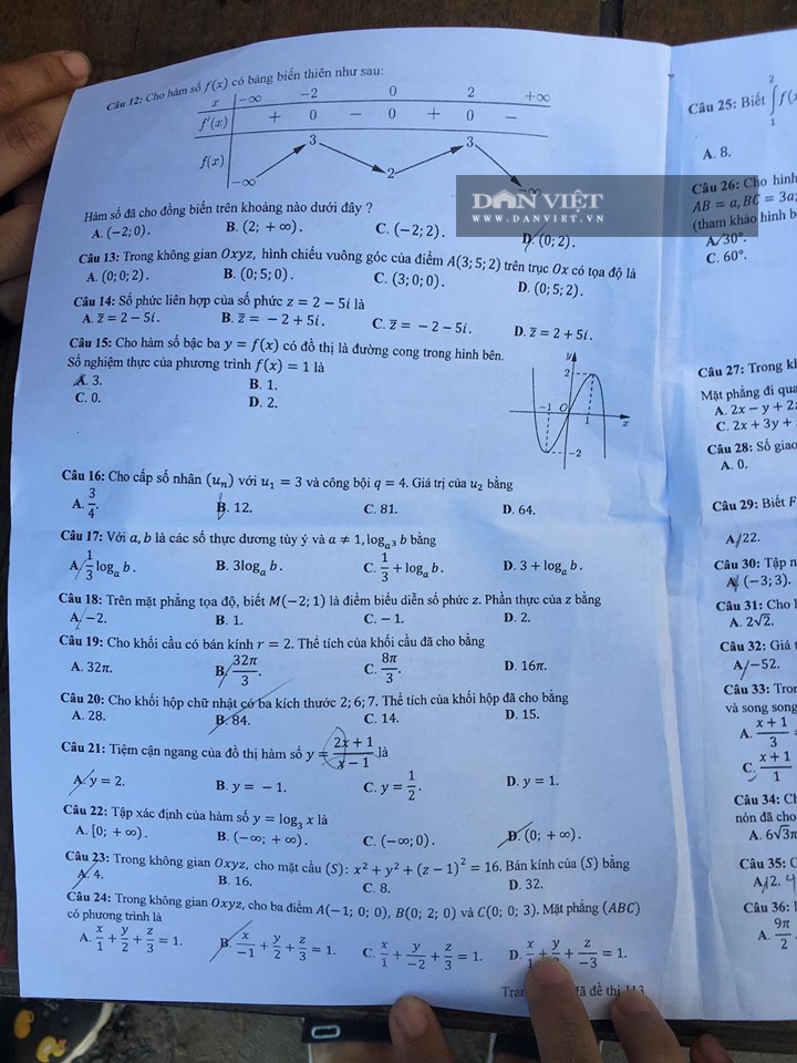 Đề thi Toán THPT quốc gia 2020 chính thức - Mã đề 113 - Ảnh 2.