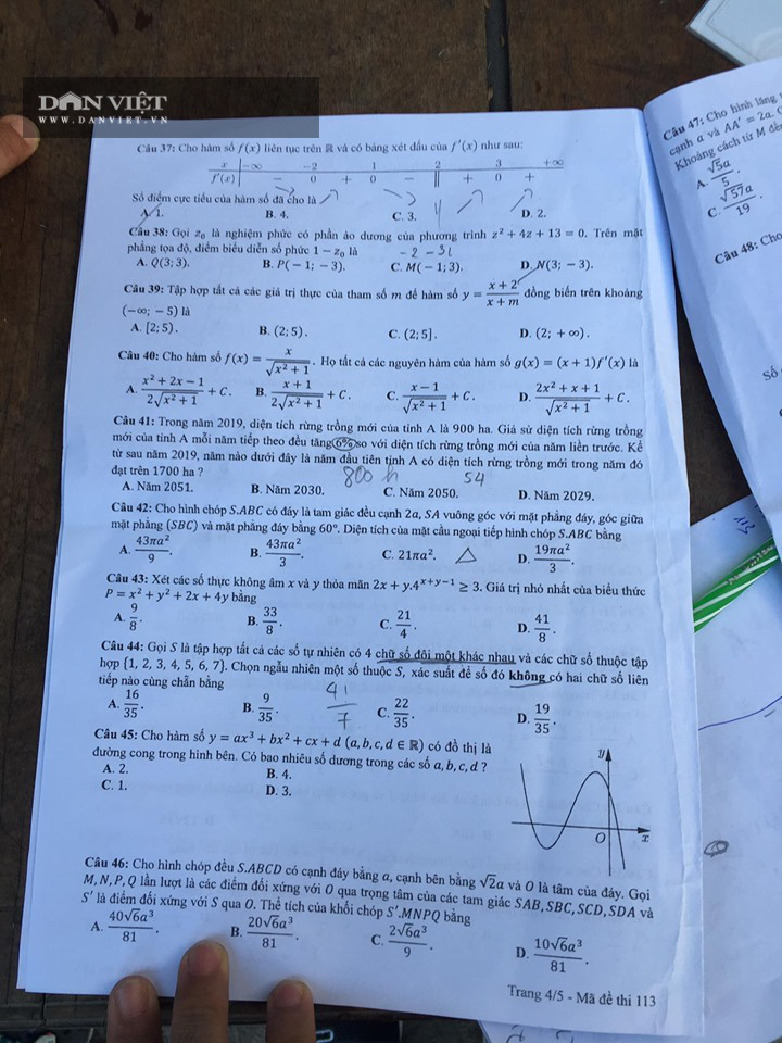 Đề thi Toán THPT quốc gia 2020 chính thức - Mã đề 113 - Ảnh 4.