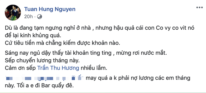 Tuấn Hưng hí hửng khoe được vợ trả lương nghỉ dịch, bạn bè nhìn ảnh đoán ngay khoản tiền khủng lên tới 9 con số - Ảnh 2.