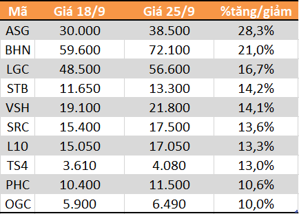 10 cổ phiếu tăng/giảm mạnh nhất tuần: STB và OGC gây bất ngờ - Ảnh 1.