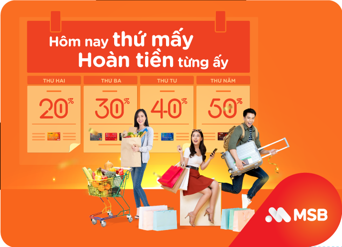 "“Hôm nay thứ mấy, hoàn tiền từng ấy” khi chi tiêu thẻ tín dụng quốc tế MSB - Ảnh 1.