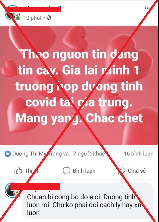 Đăng &quot;Gia Lai toàn đưa Phó và nữ ra chống dịch&quot;, thanh niên nộp phạt 7 triệu đồng - Ảnh 2.