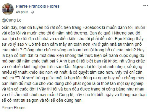 Võ sư Flores dọa nạt Cung Lê: &quot;Ăn 1 cùi chỏ của tôi là tàn đời&quot; - Ảnh 2.