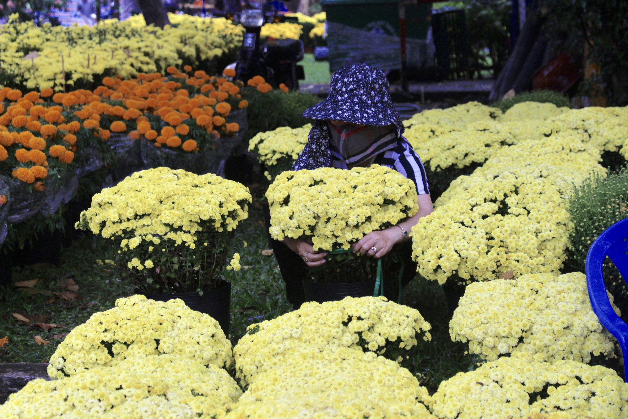 TP.HCM mưa lớn chiều 27 Tết, người bán hoa nháo nhào, đã lo càng thêm lo - Ảnh 4.