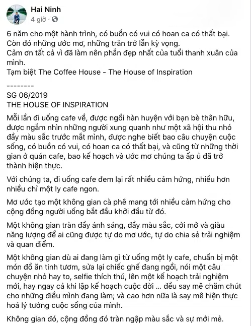 Nguyễn Hải Ninh chia tay &quot;đứa con cưng&quot; The Coffee House - Ảnh 3.