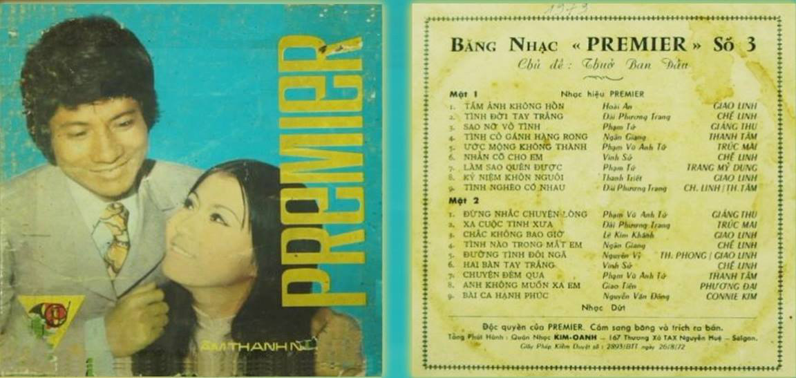 Bìa đĩa nhạc của Chế Linh phát hành năm 1972 có ghi rõ ca khúc &quot;Tình nào trong mắt em&quot; do Ngân Giang sáng tác.