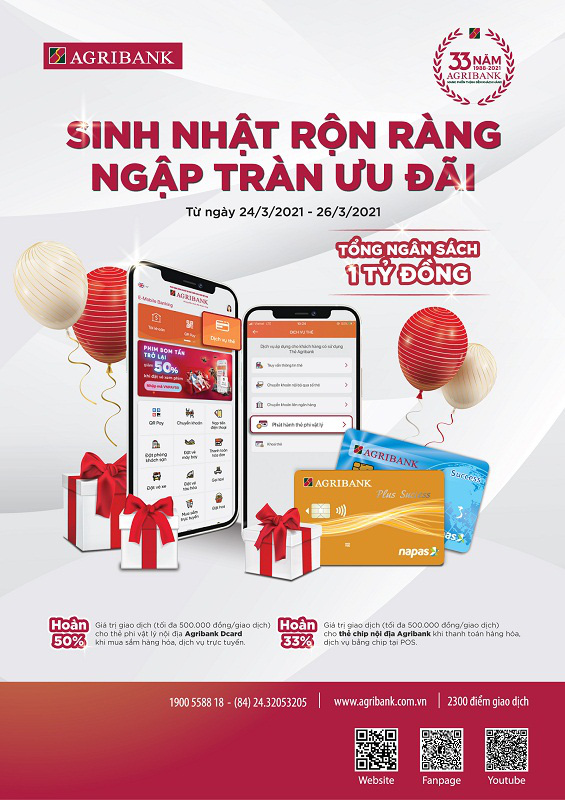 Agribank khuyến mại lớn mừng sinh nhật lần thứ 33 - Ảnh 1.