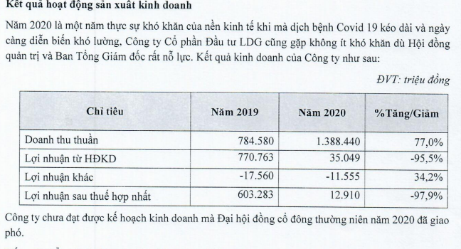 LDG đặt kế hoạch kinh doanh giảm hơn một nửa so với năm trước - Ảnh 1.