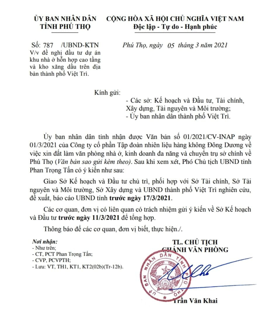 Phú Thọ: Xem xét đề nghị đầu tư dự án khu nhà ở hỗn hợp cao tầng và kho xăng &quot;khủng&quot; - Ảnh 1.