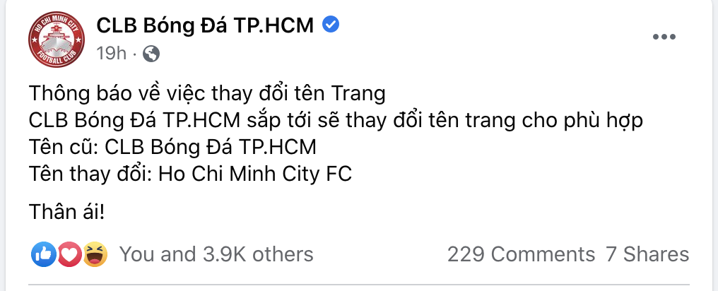 CLB TP.HCM đổi tên, CĐV đề xuất ý tưởng... &quot;Ngô Hoàng Thịnh FC&quot; - Ảnh 2.