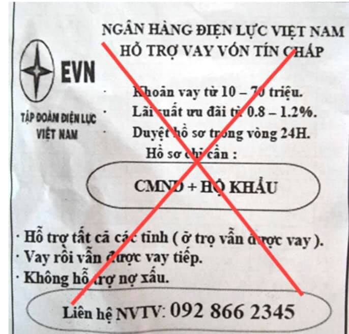 Bị giả mạo thương hiệu để quảng cáo cho vay tiền, EVN lên tiếng - Ảnh 1.