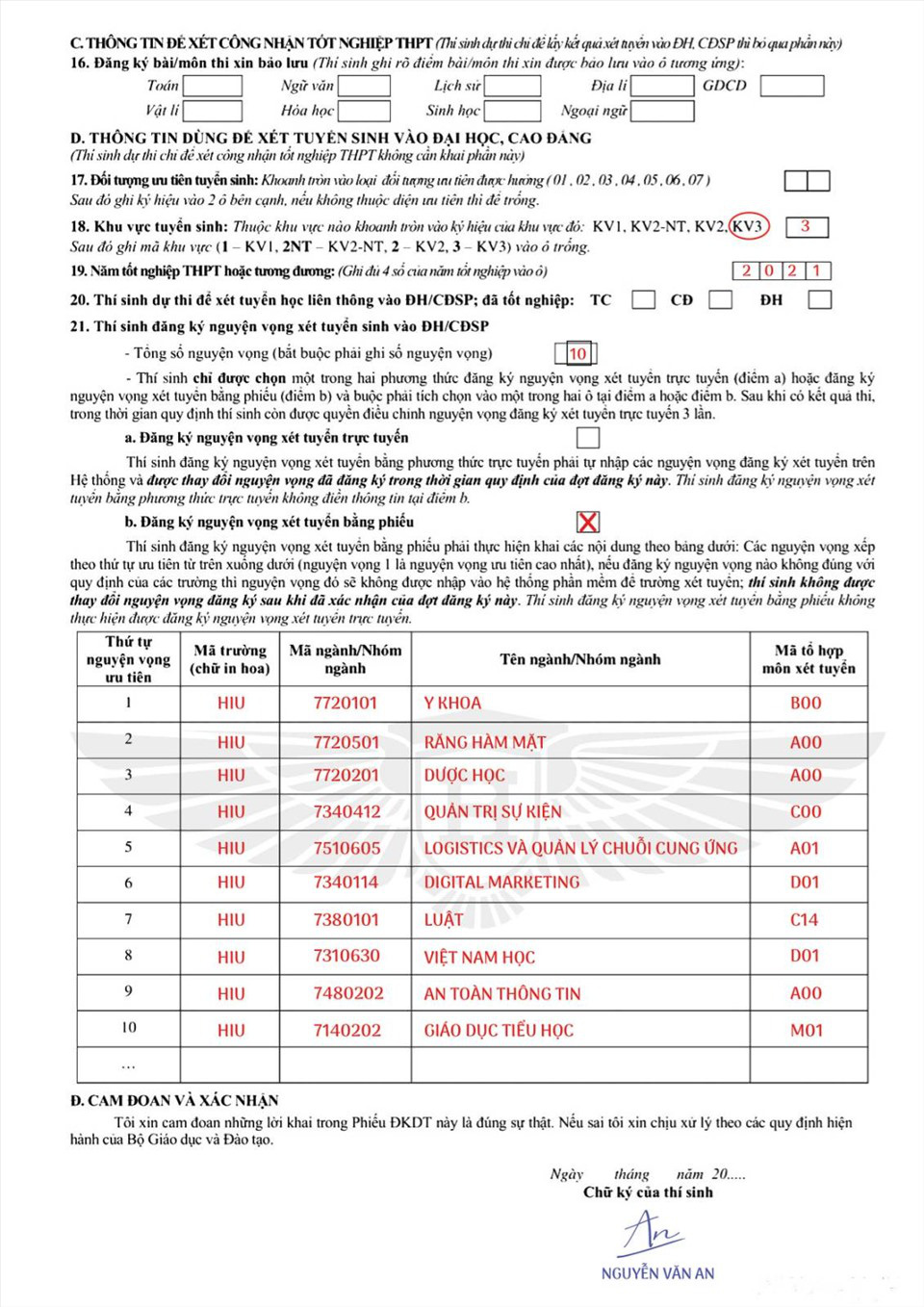 Hướng dẫn ghi phiếu đăng ký dự thi tốt nghiệp và xét tuyển đại học năm 2021 - Ảnh 4.