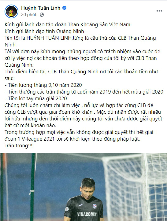 Bị nợ lương 8 tháng, cầu thủ Than Quảng Ninh dọa bỏ V.League  - Ảnh 2.