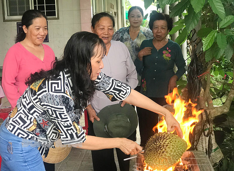 Bến Tre: Trồng sầu riêng để chín cây rồi đem đi nướng lên, trái nứt ra đưa cho khách ăn thử, cái kết bất ngờ - Ảnh 1.