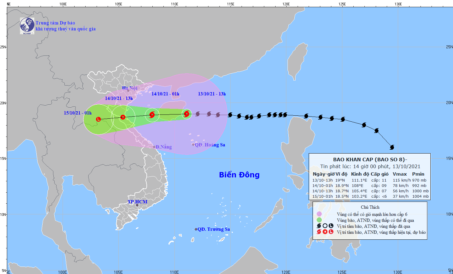 Tin bão khẩn cấp: Bão số 8 đang cách Hà Tĩnh 540km - Ảnh 1.