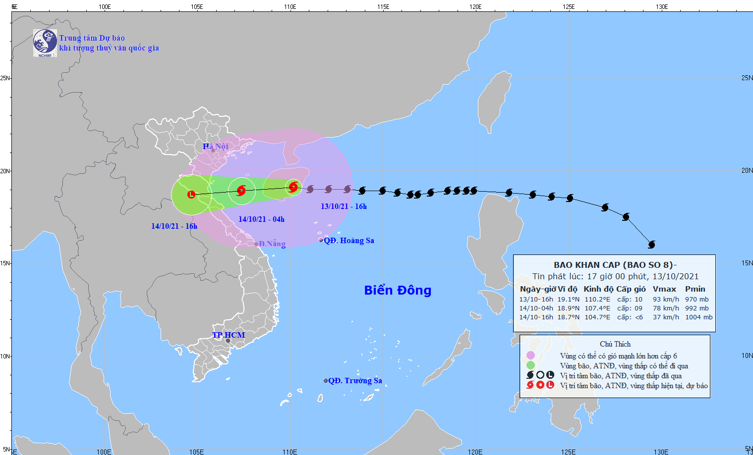Cập nhật tin bão mới nhất: Bão số 8 di chuyển tốc độ 25-30km/h, chỉ cách Thanh Hóa 500km - Ảnh 1.