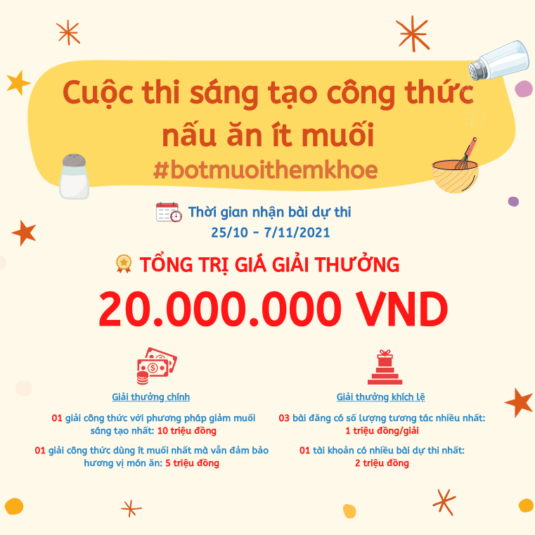 Hấp dẫn với cuộc thi online sáng tạo công thức nấu ăn &quot;Bớt muối, thêm khỏe&quot; - Ảnh 1.