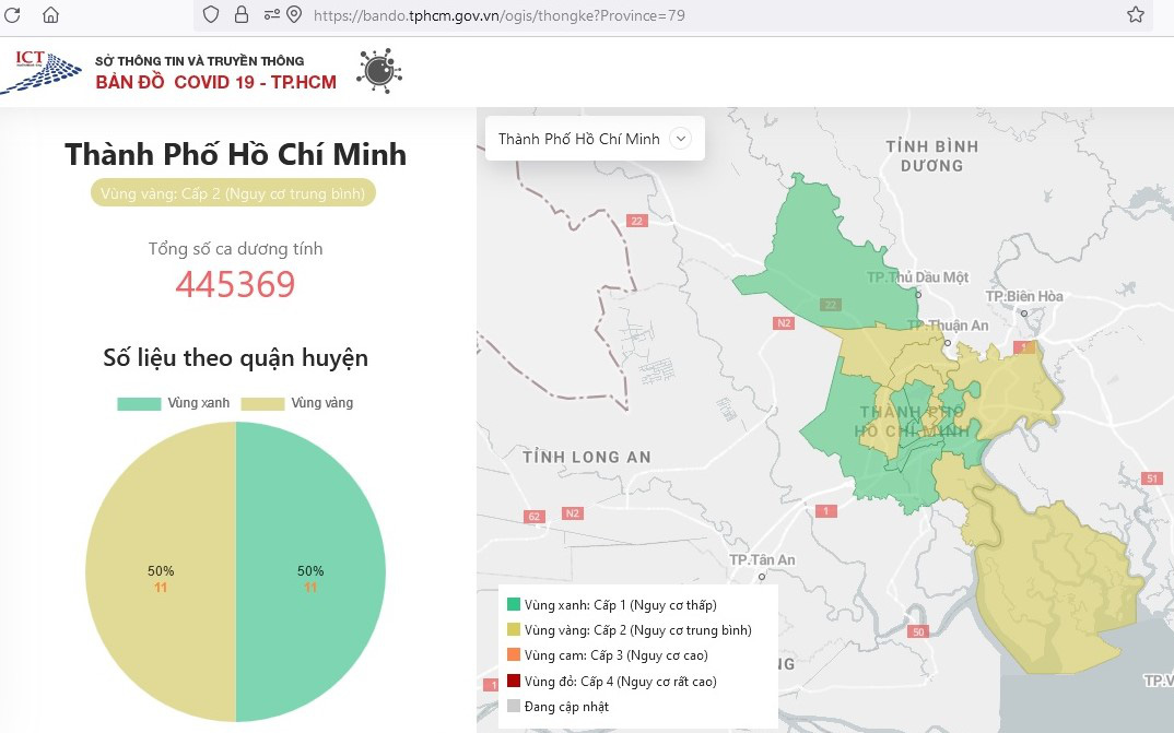 Covid-19 tại TP.HCM: Không còn quận, huyện nào cấp độ 3 – vùng cam