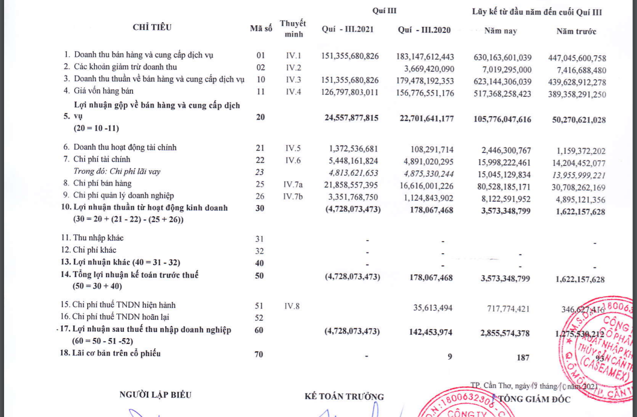 Thủy sản Cần Thơ (CCA): Quý III lỗ nặng, &quot;thổi bay&quot; lợi nhuận đạt được trước đó - Ảnh 1.