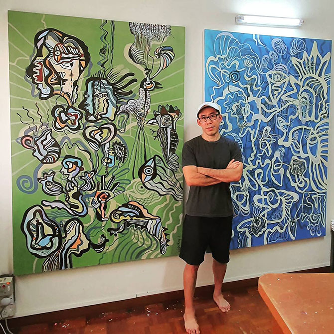 Trước khi tham gia vào thế giới NFT vào tháng 3 năm nay, nghệ sĩ mỹ thuật đương đại tự học và đam mê công nghệ Alvin Koay đã chủ yếu tạo ra các tác phẩm nghệ thuật vật thể. Khi biết được tiềm năng kiếm tiền từ các tác phẩm của mình, anh ấy đã đi sâu vào lĩnh vực này bằng cách số hóa tác phẩm của mình với tác phẩm nghệ thuật NTF đầu tay mang tên là Opensea. Ảnh: @Buro247.