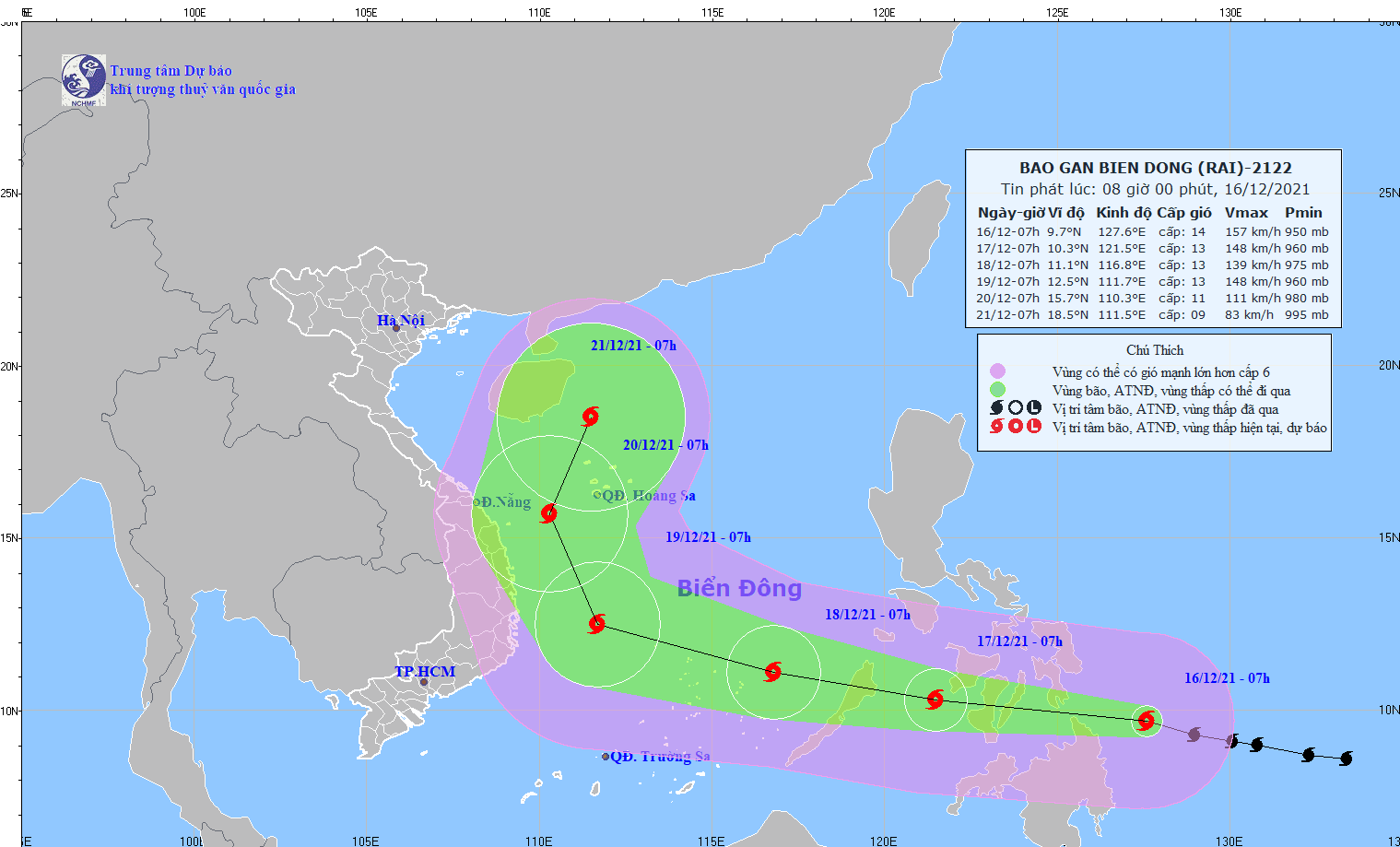 Tin mới nhất về bão số 9: Bão RAI giật cấp 17, di chuyển theo hướng Tây Tây Bắc, Philippines phát cảnh báo cấp 3 - Ảnh 2.