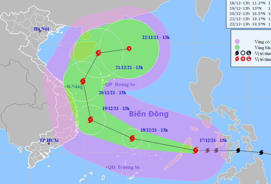 CẬP NHẬT: Siêu bão RAI tiến vào vùng biển Bình Định - Khánh Hòa rồi đổi hướng - Ảnh 1.