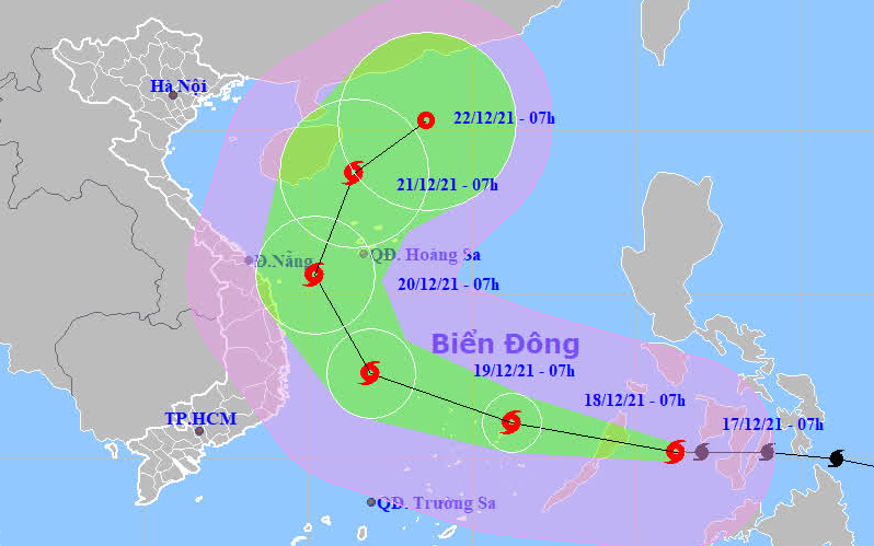 Tin mới nhất về siêu bão RAI, giật cấp 17: Chiều tối nay siêu bão RAI sẽ chính thức đi vào Biển Đông