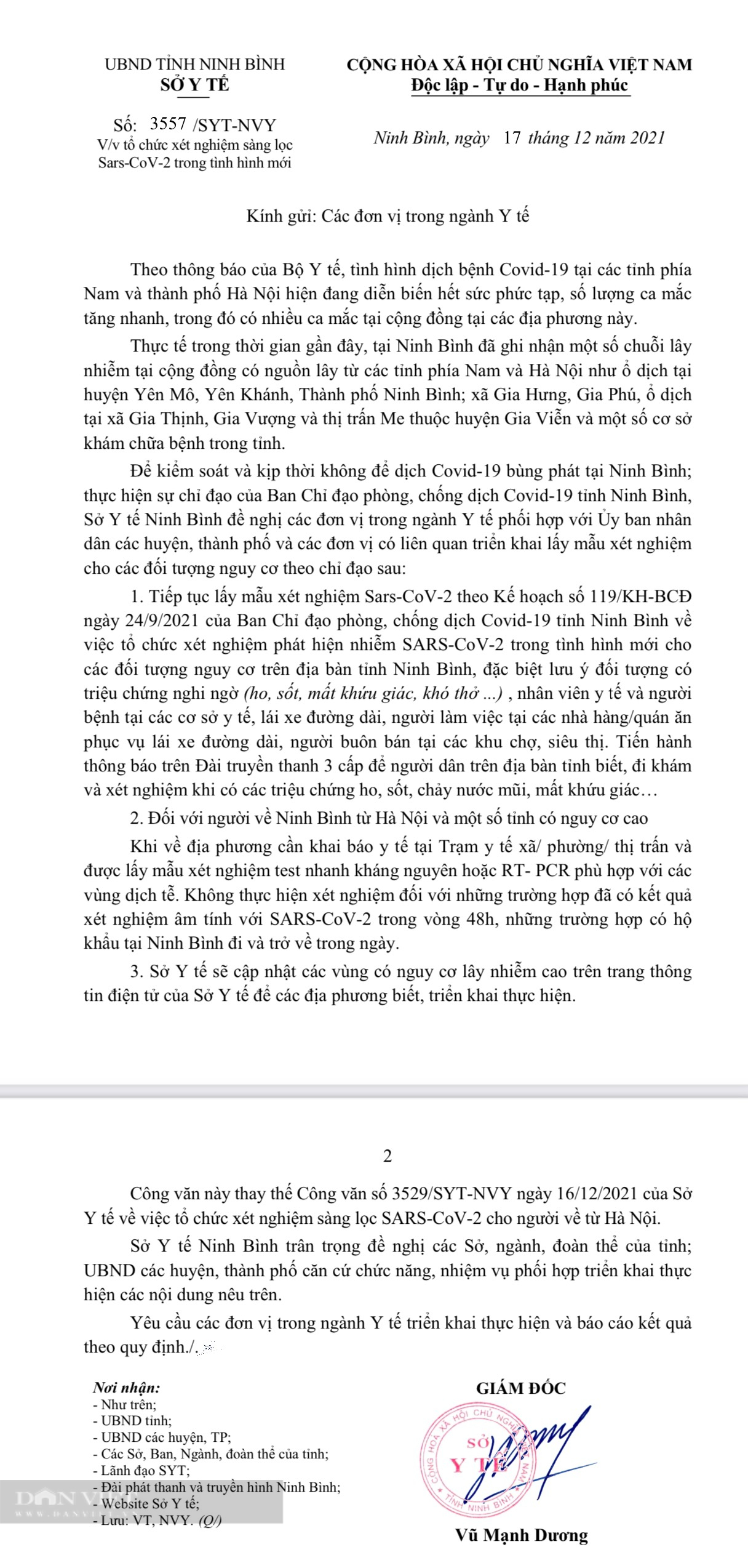 Ninh Bình thay văn bản lùm xùm &quot;cách ly người về từ Hà Nội&quot; - Ảnh 2.