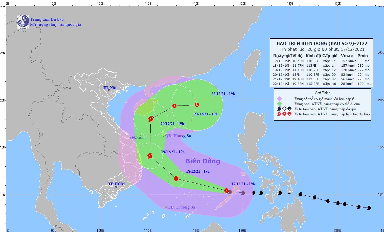 MỚI NHẤT: Bão số 9 (Siêu bão RAI) cường độ cực mạnh, diễn biến khó lường, cách đảo Song Tử Tây khoảng 450km - Ảnh 1.