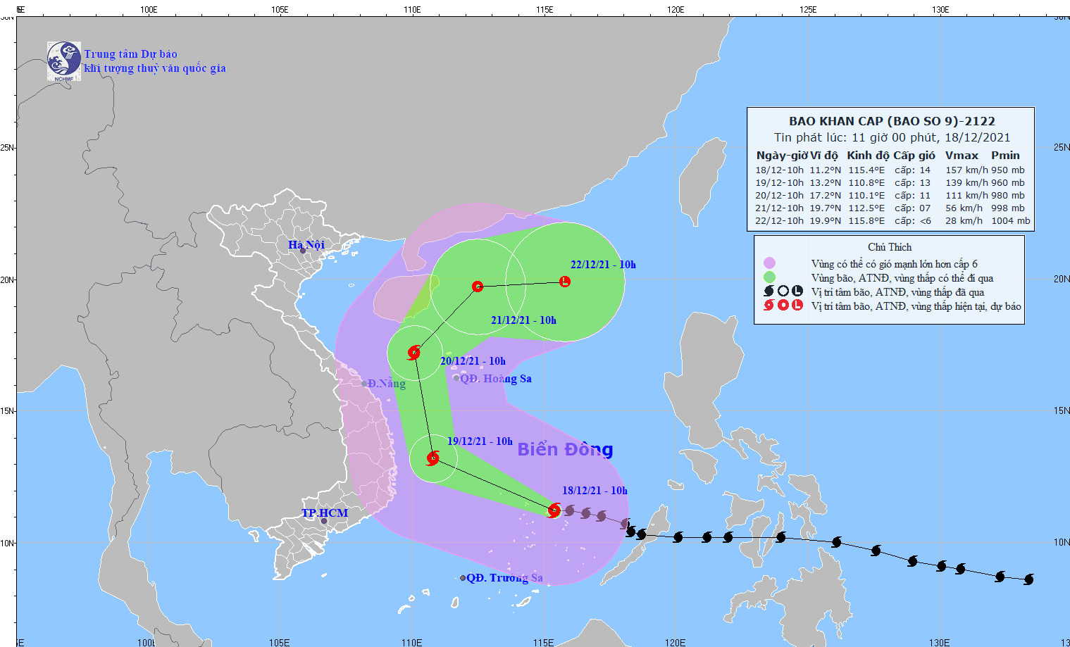 Tin bão khẩn cấp: Vị trí tâm bão số 9 cách Bình Định - Khánh Hòa khoảng 680km về phía Đông Đông Nam - Ảnh 1.
