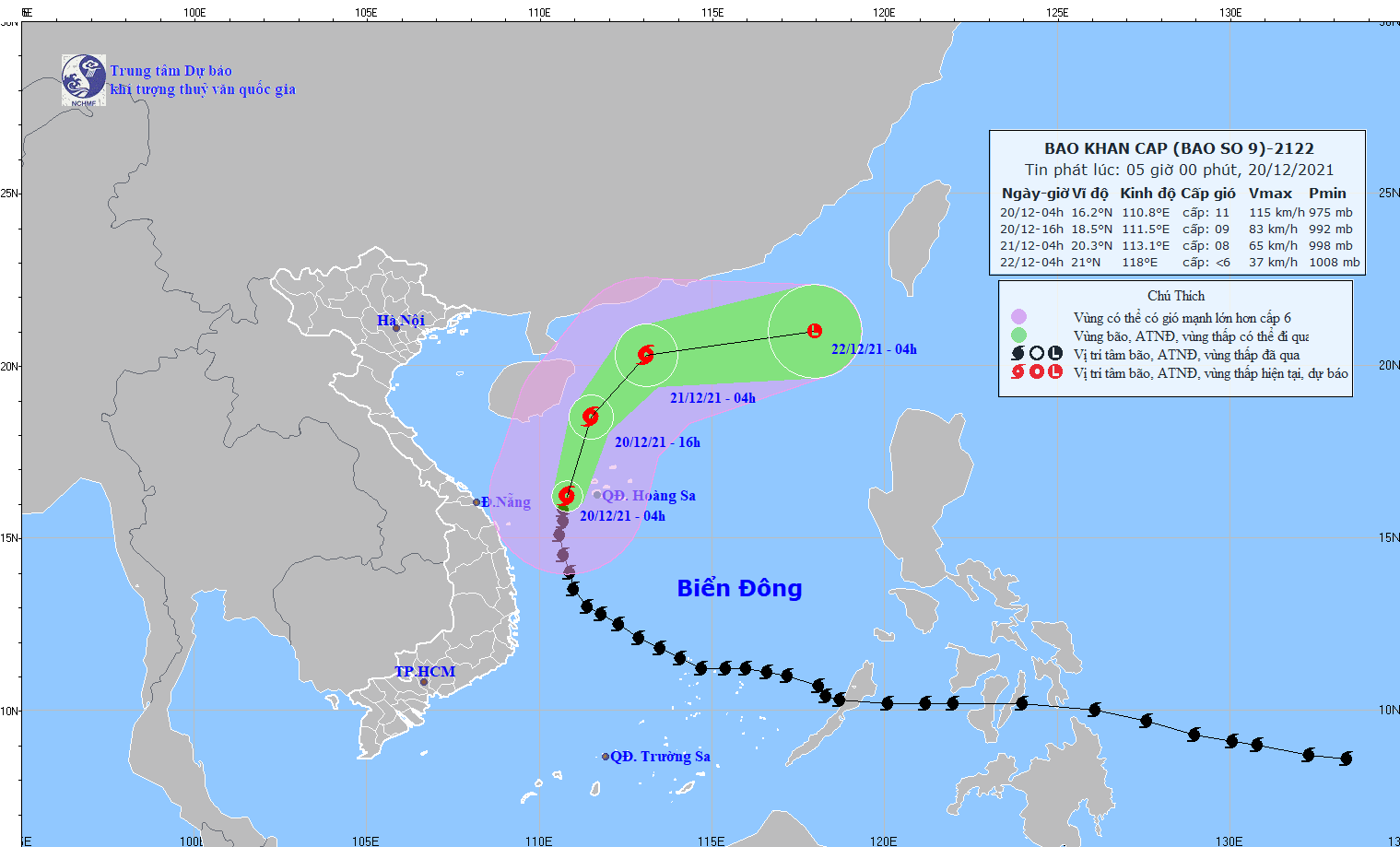 MỚI: Bão số 9 &quot;càn quét&quot; Hoàng Sa, ngày 21-22/12 bão sẽ suy yếu thành áp thấp nhiệt đới - Ảnh 1.