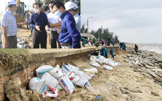 Quảng Ngãi: Công bố tình huống khẩn cấp sạt lở ở thôn bị sóng doạ cuốn nhà ra biển 