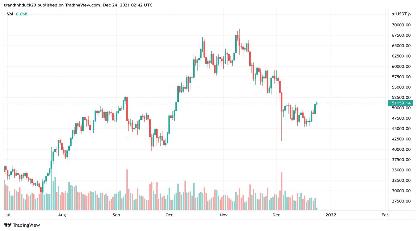 Giá Bitcoin hôm nay 24/12: Bitcoin quay trở lại 50.000 USD, một số Altcoin bùng nổ - Ảnh 1.