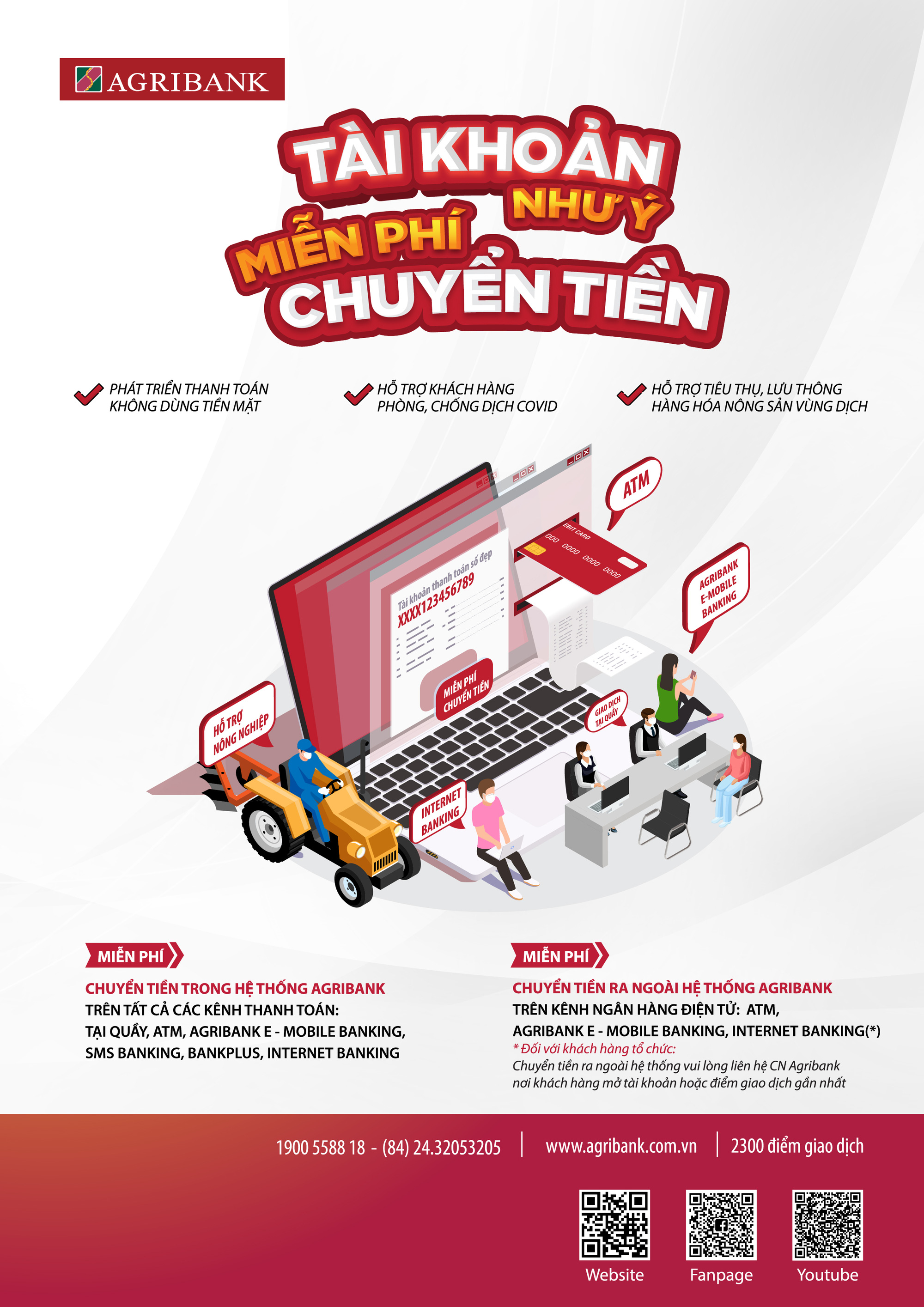 Agribank tiếp tục miễn phí dịch vụ chuyển tiền trên kênh Internet Banking - Ảnh 1.