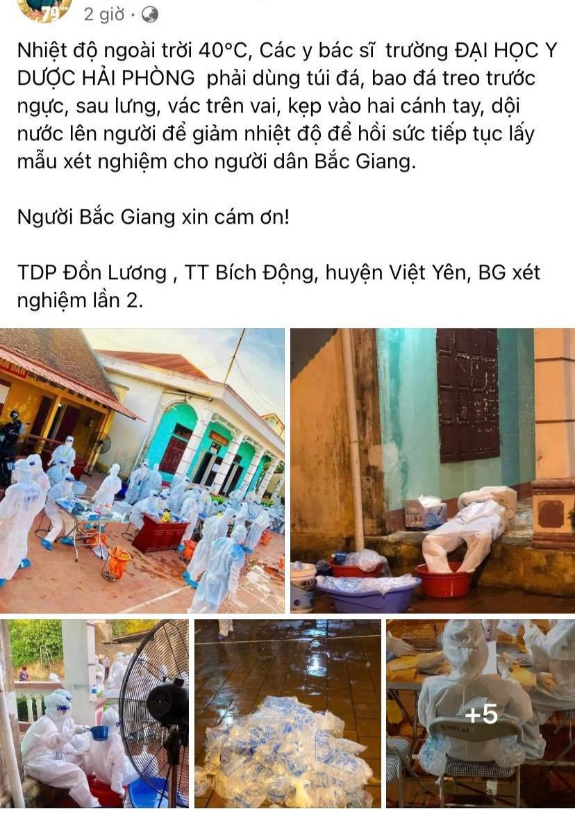 Thương cảm hình ảnh y bác sĩ &quot;dội nước đá lên người làm mát&quot; tại Bắc Giang - Ảnh 1.