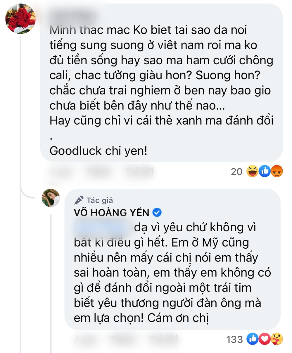 Bị nghi đánh đổi tình cảm để lấy tấm thẻ xanh, Võ Hoàng Yến thẳng thắn đáp trả - Ảnh 3.