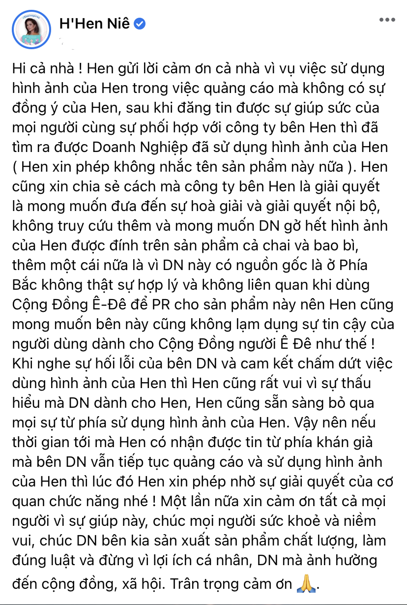 H’Hen Niê giải quyết trong hòa bình vụ lấy ảnh quảng cáo thuốc nhạy cảm gây tranh cãi - Ảnh 2.