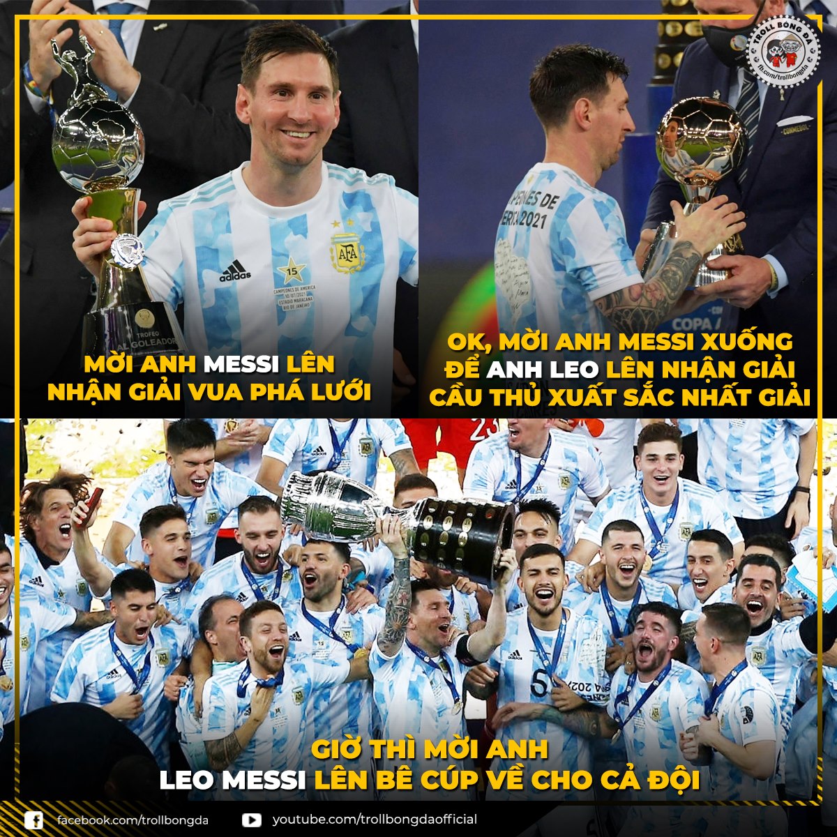 CĐV Việt Nam &quot;thi nhau&quot; chế ảnh mừng Messi vô địch Copa America 2021 - Ảnh 4.