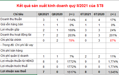 ST8: Bão lãi ròng 6 tháng đầu năm tăng 1.645% so với cùng kỳ - Ảnh 1.