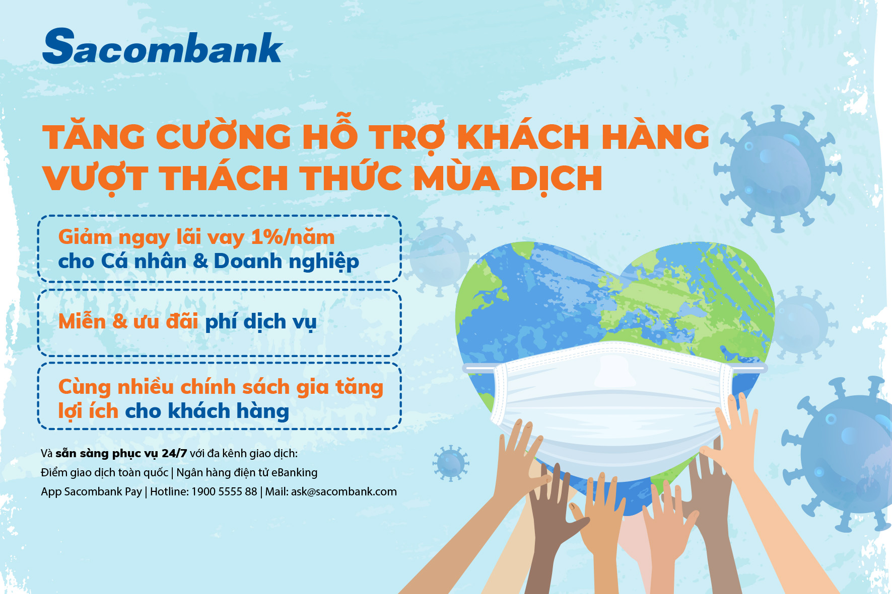 SACOMBANK TIẾP TỤC ĐỒNG HÀNH CÙNG KHÁCH HÀNG KHẮC PHỤC ẢNH HƯỞNG CỦA COVID-19 - Ảnh 1.