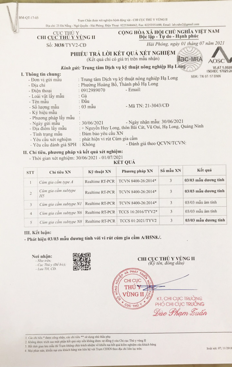 Quảng Ninh phát hiện chủng cúm gia cầm A/H5N8 lần đầu có tại Việt Nam - Ảnh 1.