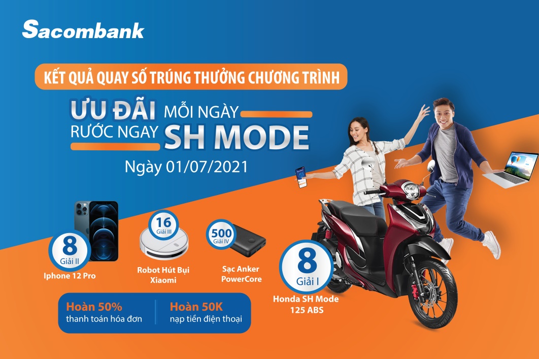 8 KHÁCH HÀNG MAY MẮN TRÚNG THƯỞNG XE MÁY HONDA SH MODE TẠI SACOMBANK - Ảnh 1.