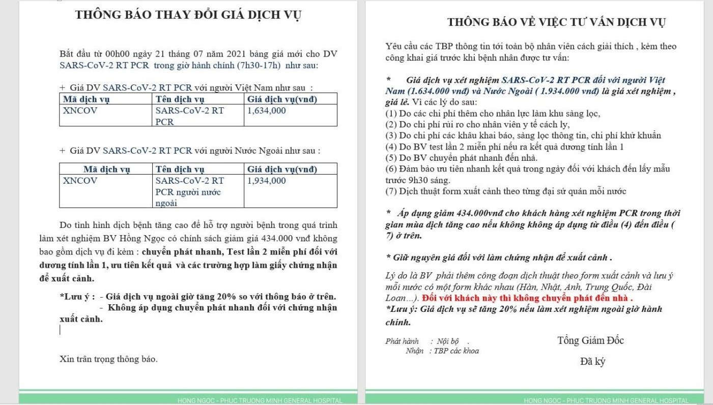 Vụ xét nghiệm Covid-19 phải trả thêm 900.000 đồng chỉ được đo huyết áp và nghe nhịp tim: BV Hồng Ngọc nói gì? - Ảnh 2.