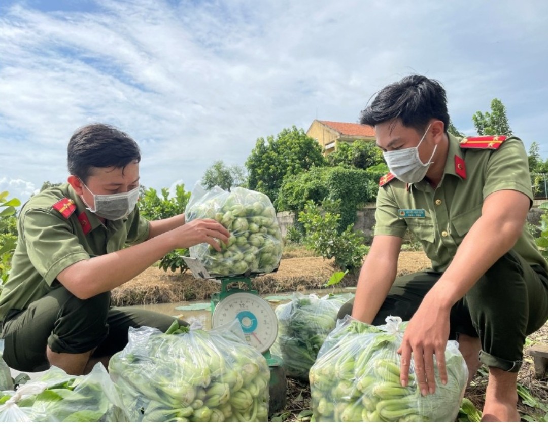 Công an An Giang thu mua khoảng 30 tấn nông sản của nông dân để tặng cho bà con đang gặp khó khăn tại TP.HCM - Ảnh 5.