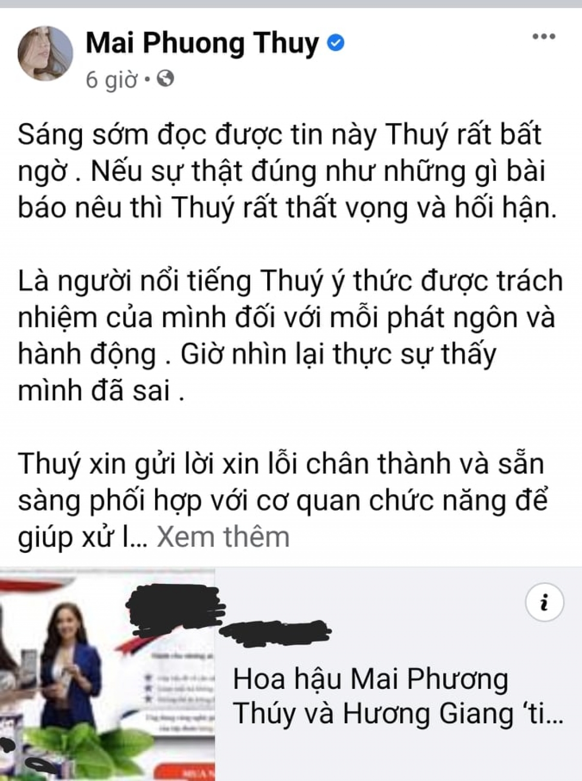 Mai Phương Thúy nhận sai và xin lỗi vì quảng cáo cho sản phẩm trái phép - Ảnh 1.