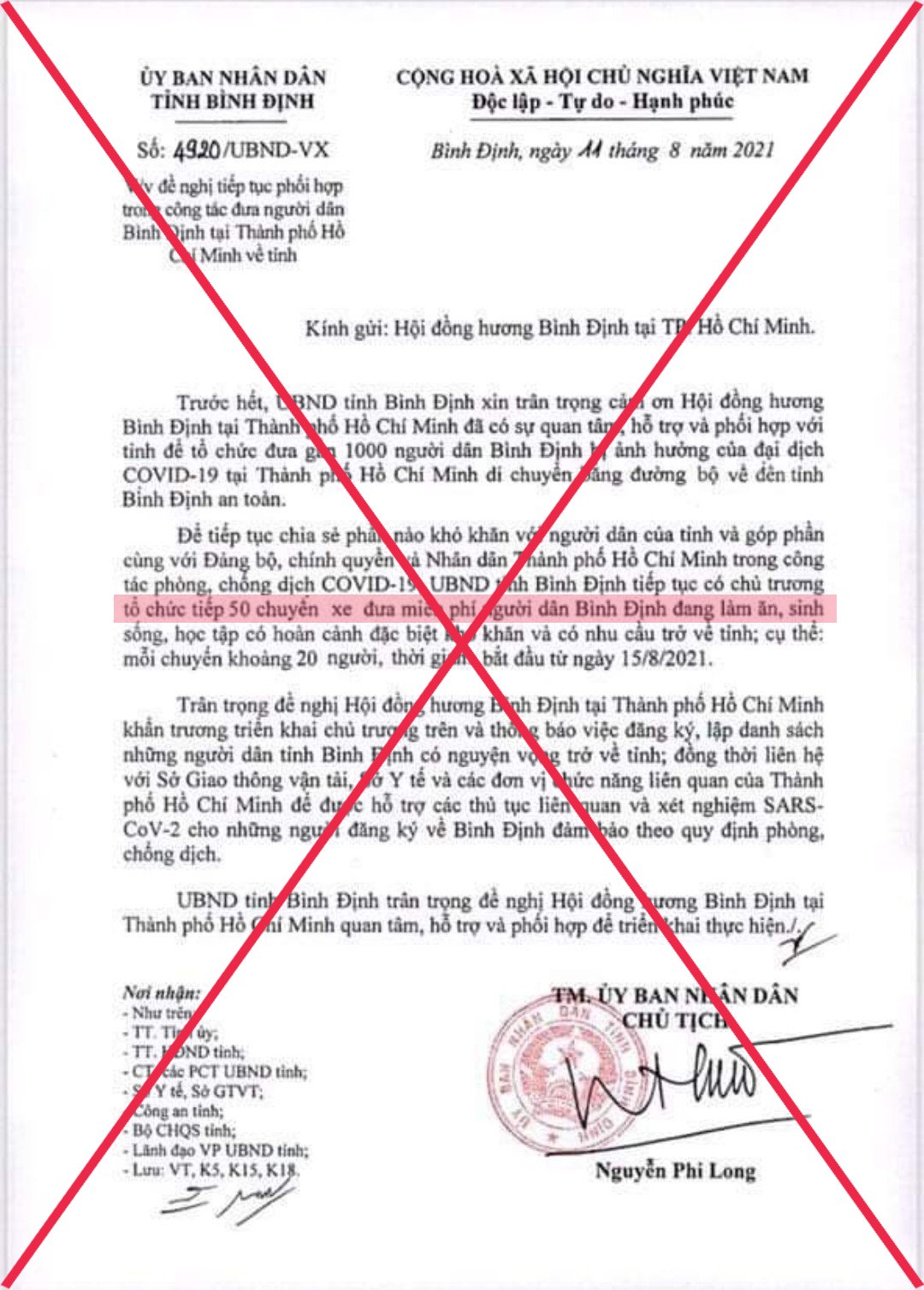 Điều tra kẻ giả mạo văn bản Chủ tịch Bình Định Nguyễn Phi Long - Ảnh 2.